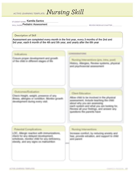 Solution Pediatric Assesment Nursing Skill Worksheet Studypool