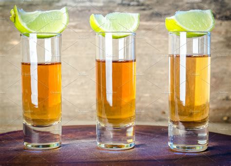 Glasses Of Tequila On The Board ~ Food And Drink Photos ~ Creative Market