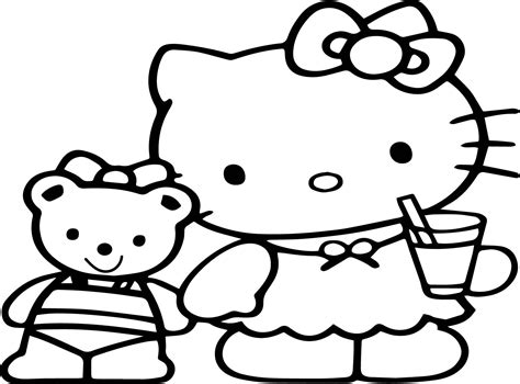 Hello Kitty Mewarnai Gambar Kartun Hitam Putih Hello Kitty Coloring