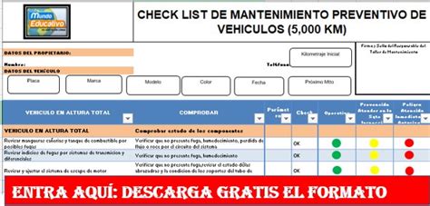 Descarga Check List De Mantenimiento Preventivo De Vehículos Material