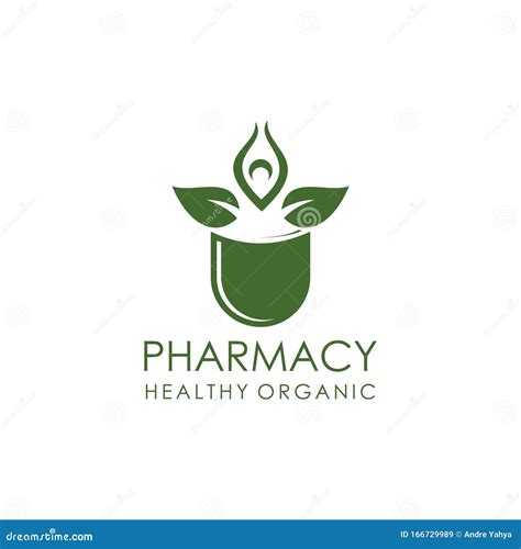 Natural Herbal Medicine Pharmacy Logo Design Stock Illustration