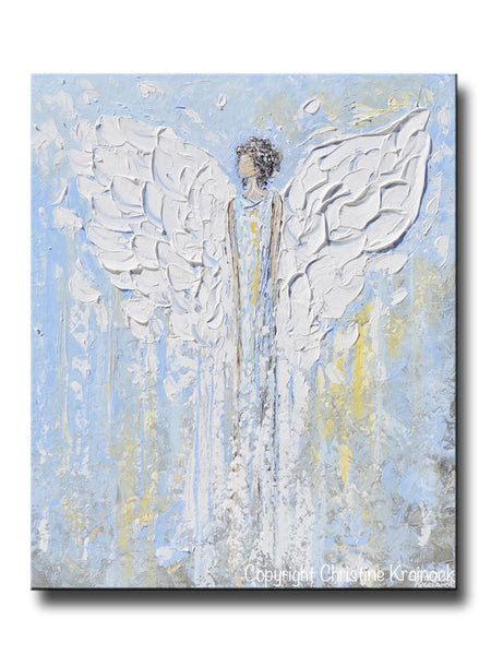 Canvas Print Abstract Angel Painting Blue White Angels Contemporary