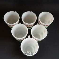 Tom Jerry Egg Nog Punch Bowl Set Hazel Atlas Milk Glass 6 Cups