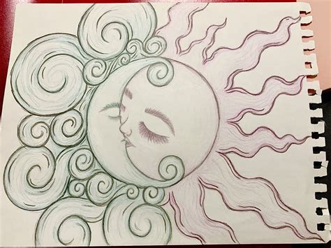 Moon And Sun Drawing By Summeroflove Artofit