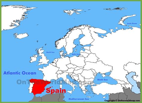 This map shows where spain is located on the world map. Spain location on the Europe map
