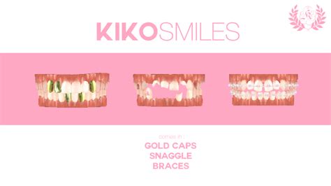 Kiko Smiles Realistic Teeth Gold Caps Snaggle And Braces🦷 Sims