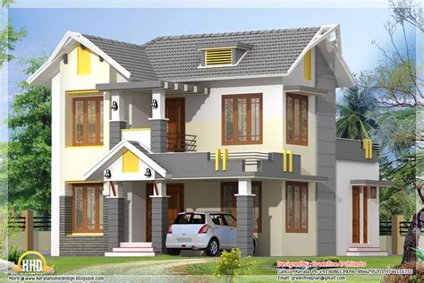 4 Bedroom Sloped Roof House In 2900 Sq Feet Kerala House Design Idea