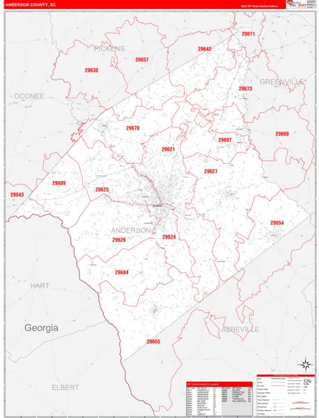 Anderson County Sc Zip Code Maps Red Line
