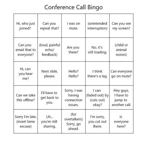 90's music + bingo = fun! Conference call bingo! - Computer Consultant Professionals