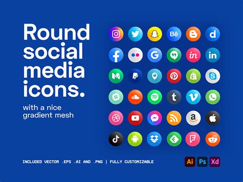 Round Social Media Icons Uplabs