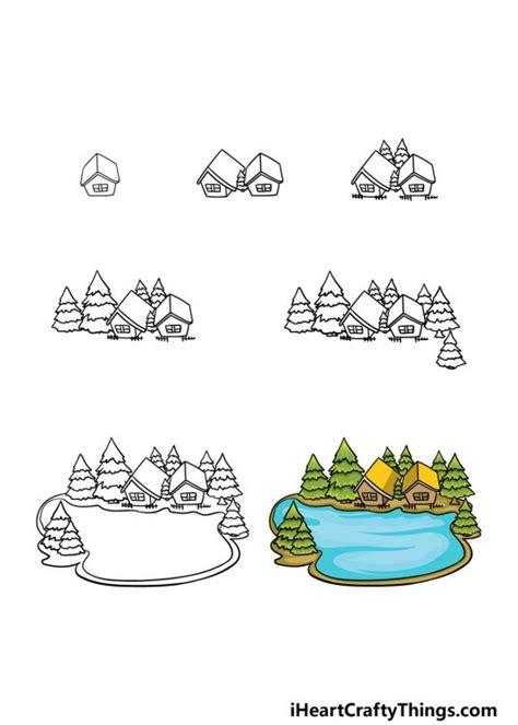 Lake Drawing How To Draw A Lake Step By Step