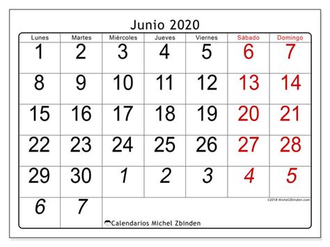 Calendarios Junio 2020 Ld Michel Zbinden Es