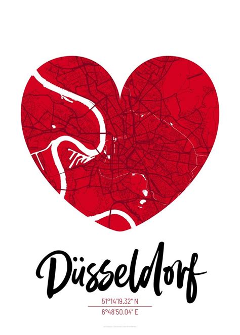 Düsseldorf City Map Design Stadtplan Karte In 2020 Metal Posters