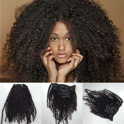 kinky curly clip in hair extensions natural hair 4b 4c african american clip in human hair