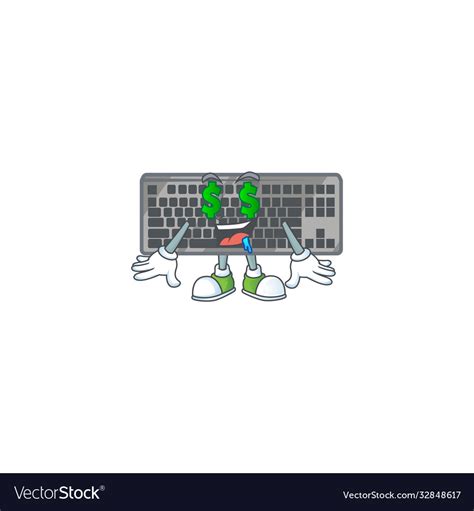 Cartoon Style Black Keyboard With Money Eye Vector Image