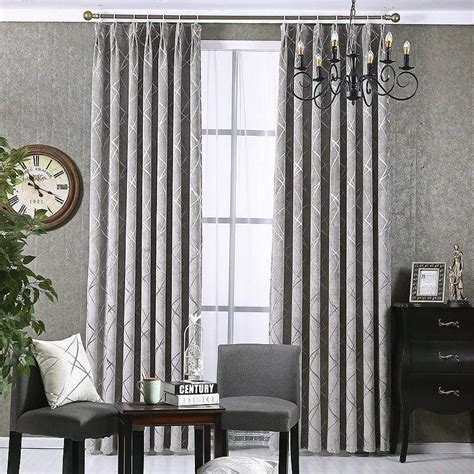 Modern Grey High Blackout Curtains Window Shade For Living Room