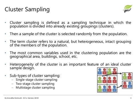 Random sampling refers to a variety of selection techniques in which sample members are selected by chance, but with a known probability of selection. Sampling - Stratified vs Cluster