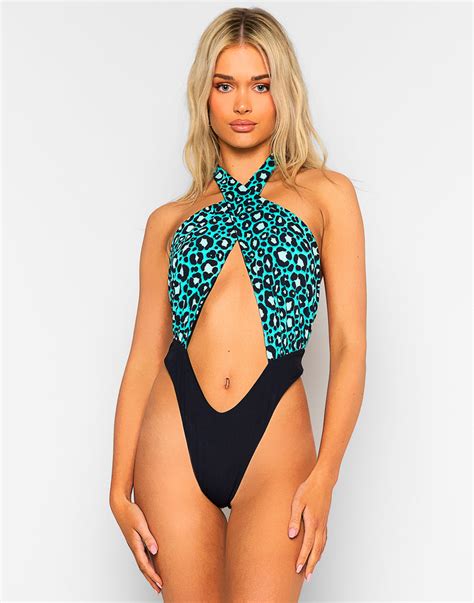 Lex Monokini Swimsuit In Teal Leopard Beach Bunny Swimwear