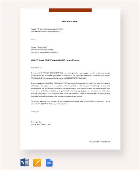 The letter of support is very different from a typical letter of recommendation, in ways that we will detail below. FREE 12+ Letter of Support Templates in MS Word | Apple ...