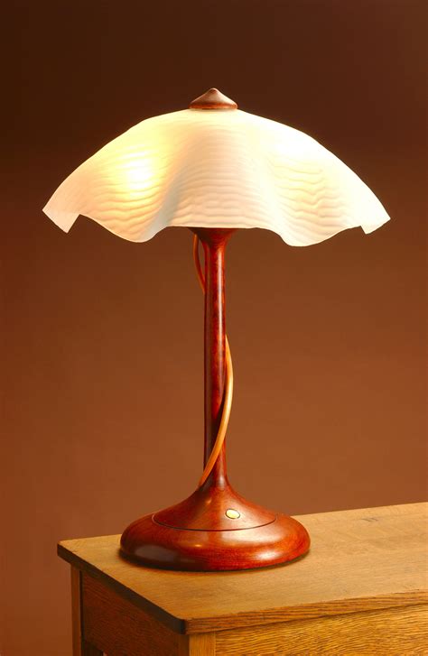 Unusual Lighting Lamp Candle Holder Kiln Formed Glass Wooden Art