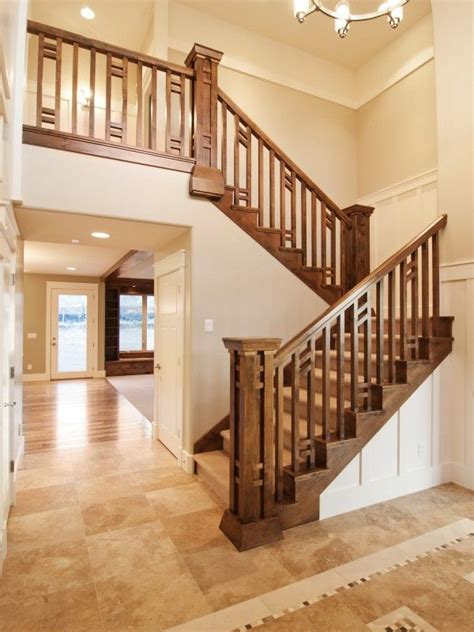Balusters are the vertical members used to fill the space below handrails. Northern Wasatch Parade of Homes 2011 | Staircase railing design, Craftsman staircase, Stair ...