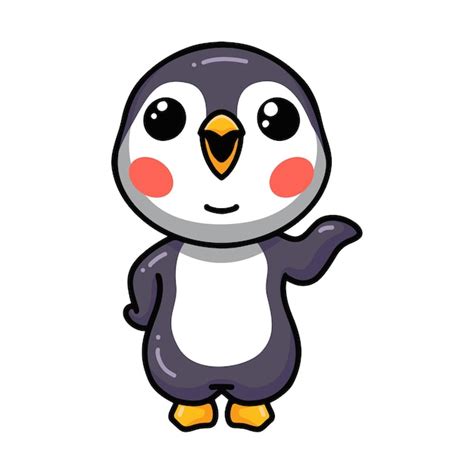 Premium Vector Cute Little Baby Penguin Cartoon Presenting