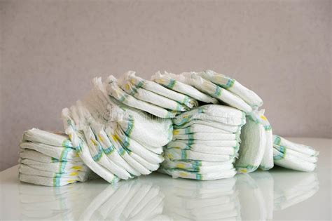 Diapers Isolated Baby Care Studio Shot Stacks Of Diapers For