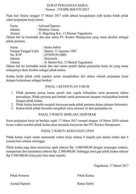 Contoh surat perjanjian kerjasama di berbagai bidang. contoh surat perjanjian kerja | Surat, Tanggal, Nama