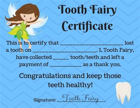 Tooth Fairy Free Printables Tooth Fairy Certificate Certificate
