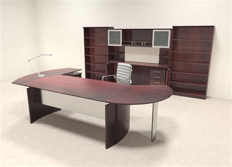 8pc Modern Contemporary L Shaped Executive Office Desk Set Mt Med O26