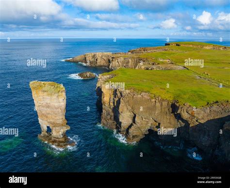 Aerial View Of Sea Cliffs And Coastal Scenery At Yesnaby Castle Sea