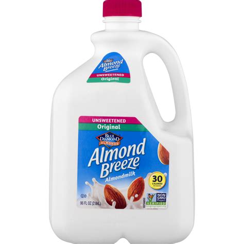 Almond breeze® original is lactose free, soy free, calcium enriched, and contains only 60 calories per glass—that's half the calories of 2% milk. Blue Diamond Almond Breeze Unsweetened Original Almondmilk ...