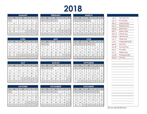 2018 Calendar Templates For Ms Excel Word Excel Templates Images