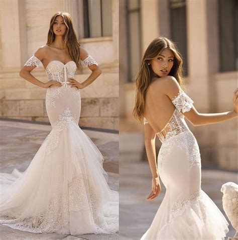 Berta Lace Mermaid Wedding Dresses 2020 Sweetheart Tulle Appliques