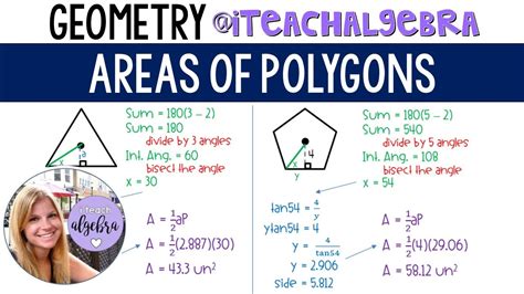 Geometry Areas Of Polygons Using The Apothem Youtube