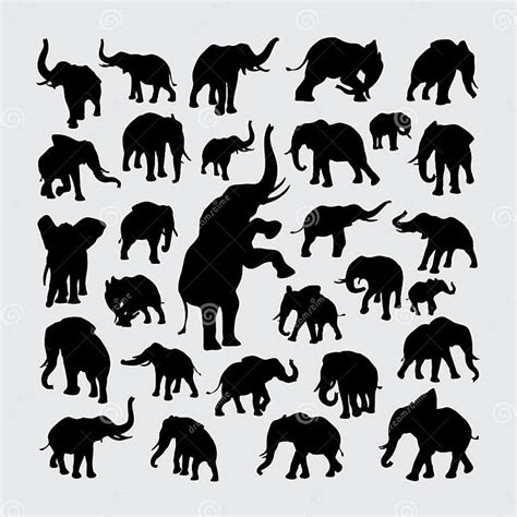 Silueta De Elefante Un Conjunto De Siluetas De Elefantes Ilustración