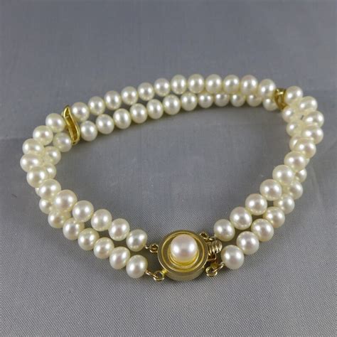 Vintage K Gold Pearl Bracelet Cultured Pearls Pearl Clasp Etsy