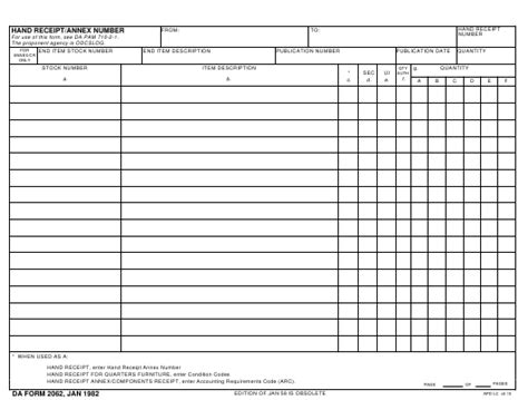 Army Da Form 2062 Fillable Printable Forms Free Online