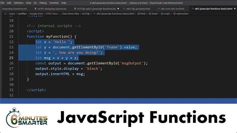 Creating And Calling A Javascript Function Youtube