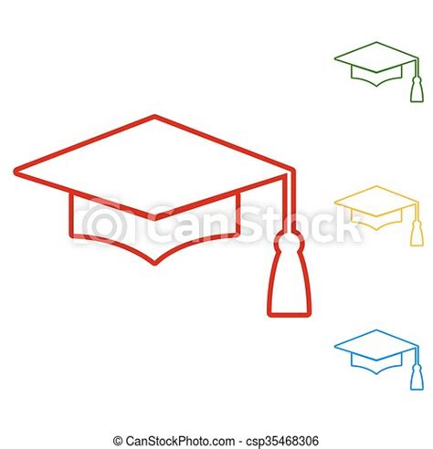 Mortar Board Or Graduation Cap Education Symbol Set Of Line Icons