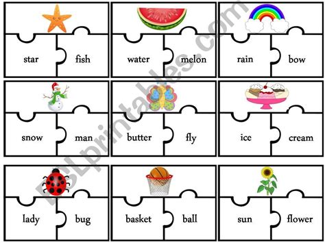 Esl English Powerpoints Compound Words Jigsaw