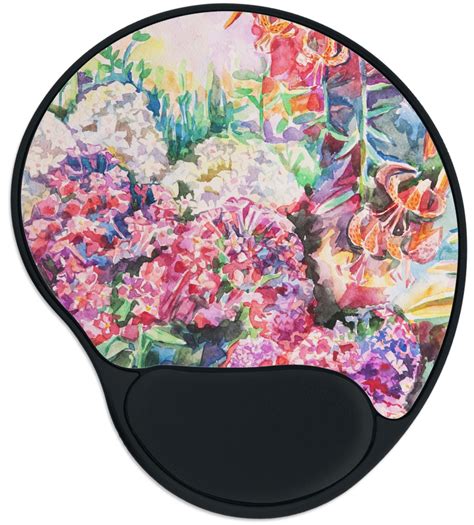 Custom Watercolor Floral Mouse Pad With Wrist Support Youcustomizeit