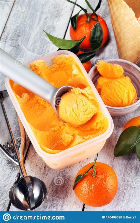 Scoop Of Tangarine Orange Ice Cream Delicious Icecream
