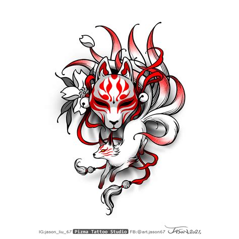 Artstation Tattoo Design ~ Kitsunemask With Ninetailedfox Fox Mask