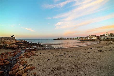 Rockport Front Beach At Sunset Wide View Rockport Ma Photograph By Toby