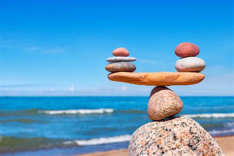 Concept Of Harmony And Balance Balance Stones Against The Sea