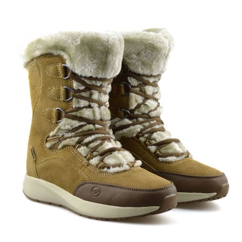 womens waterproof leather walking warm fur snow winter mid calf boots shoes size ebay