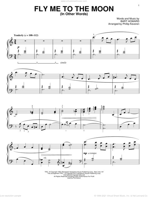 Fly Me To The Moon In Other Words Arr Phillip Keveren Sheet Music