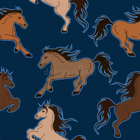 Seamless Pattern Of Horses Stock Vector Illustration Of Exhibition