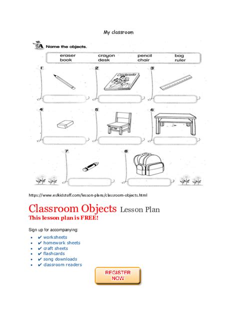 Doc Classroom Objects Lesson Plan Hong Jean